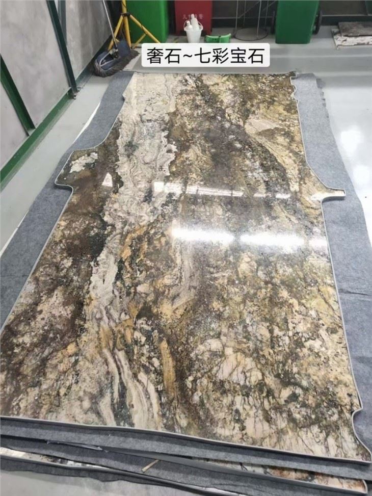 Luxury stone van floor with lights and colorful gemstone colors
