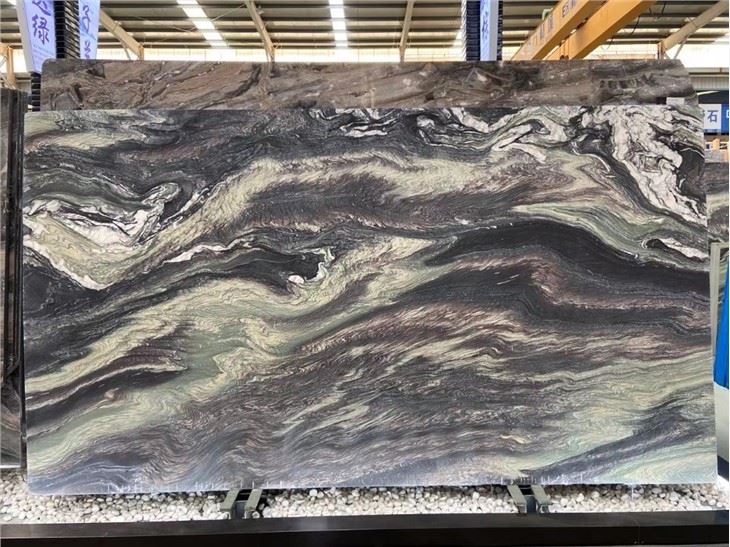 Luxury stone van floor with lighted planet clouds pattern